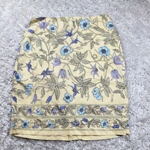 Ann Taylor LOFT Floral Print Skirt Womens 6P Petite Silk Blend Work cottagecore